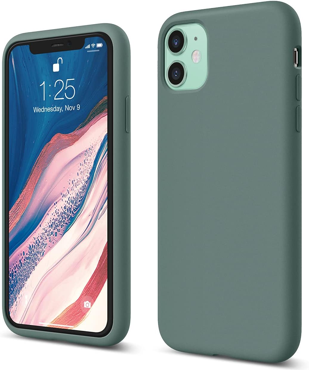 Detalle de elago Coque en silicone liquide pour iPhone 11 (6,1") – protection 360° microfibre et lèvre surélevée (rouge)