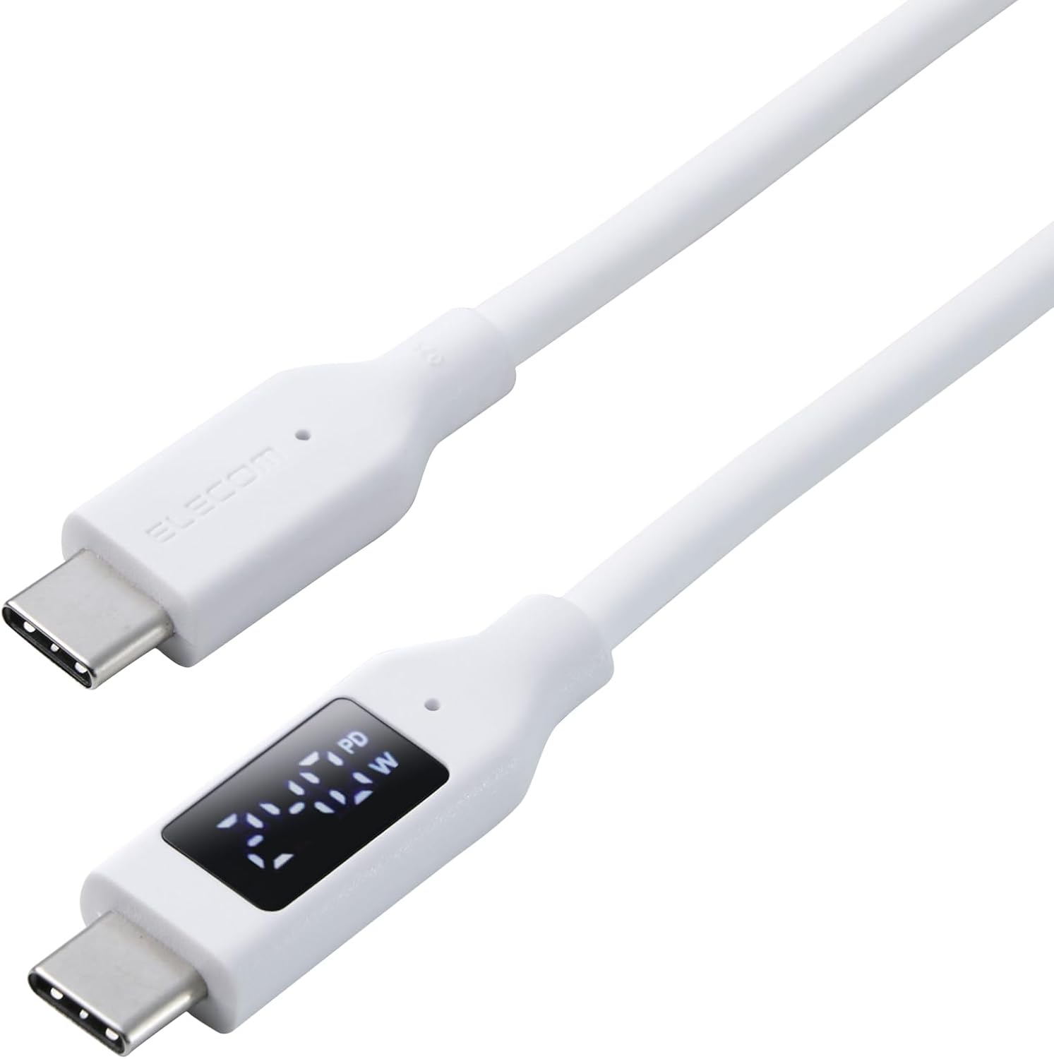 Detalle de エレコム MPA-CCECW20WH USB Type-Cケーブル 2m・240W PD対応・電力表示付き