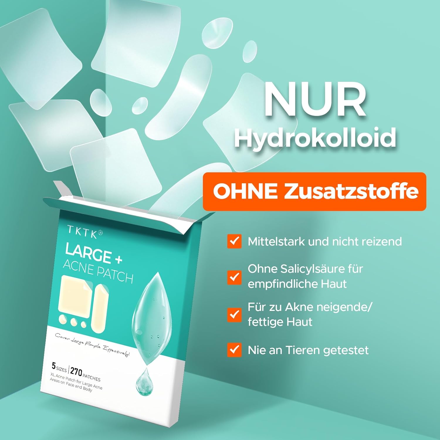 Detalle de TKTK Pickel Patch für Gesicht – XL Hydrocolloid-Patches (270 Stück)
