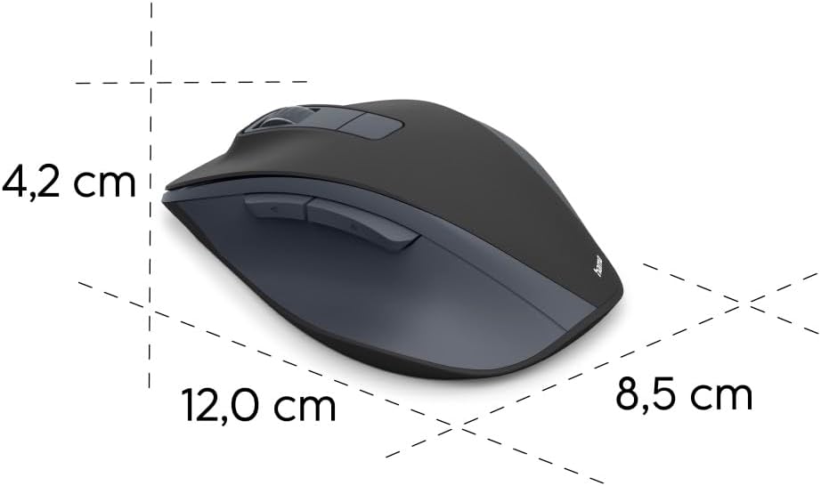 Thumbnail 5 de Hama kabellose wiederaufladbare Maus „WM-500“ mit 6 Tasten, 800/1200/1600 DPI und 2,4-GHz-Funk – schwarz