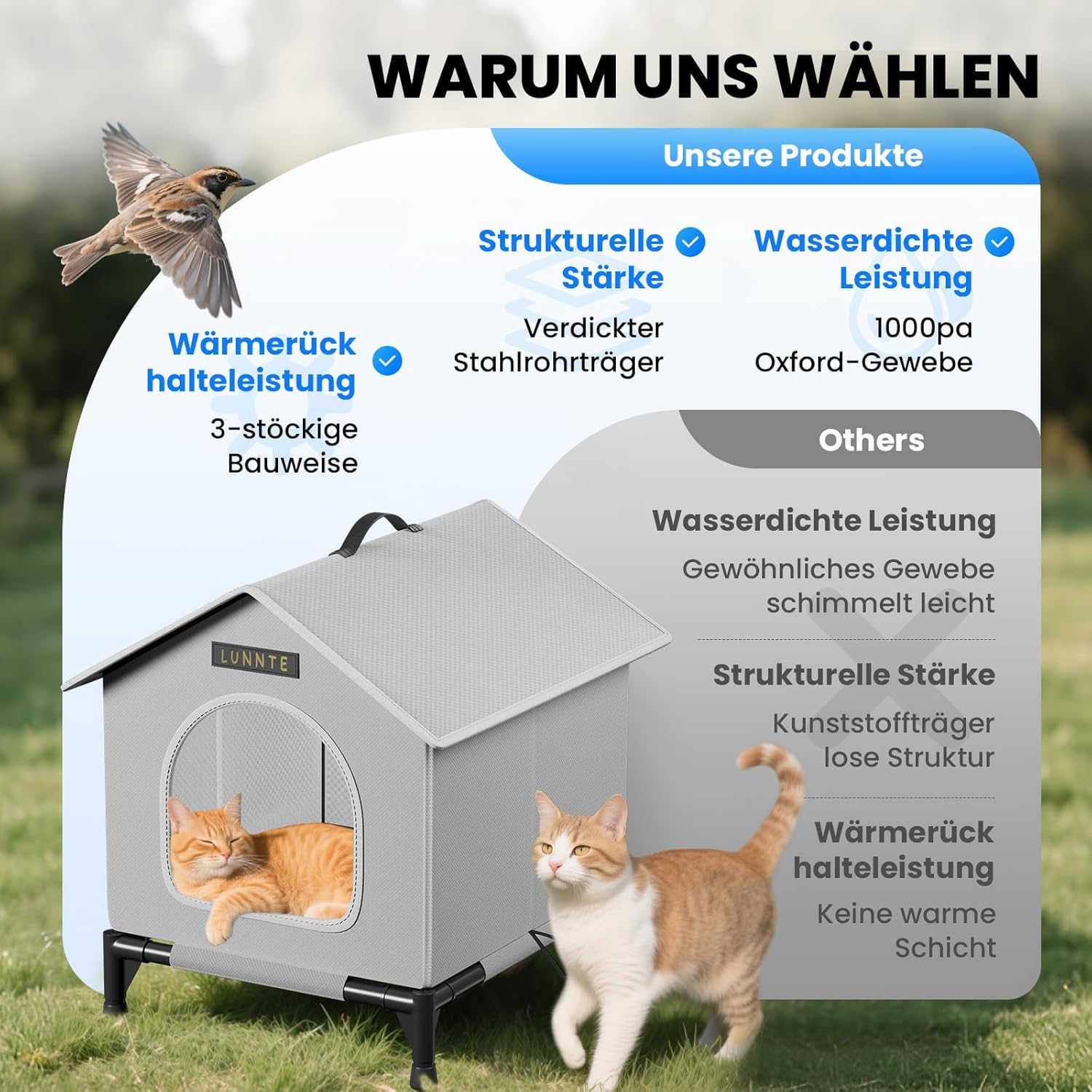 Thumbnail 4 de Wasserdichtes Outdoor Katzenhaus mit Türvorhang – 4-Jahreszeiten Modell (34x40x47 cm, Grau) von „Wasserdichtes Outdoor Katzenhaus“