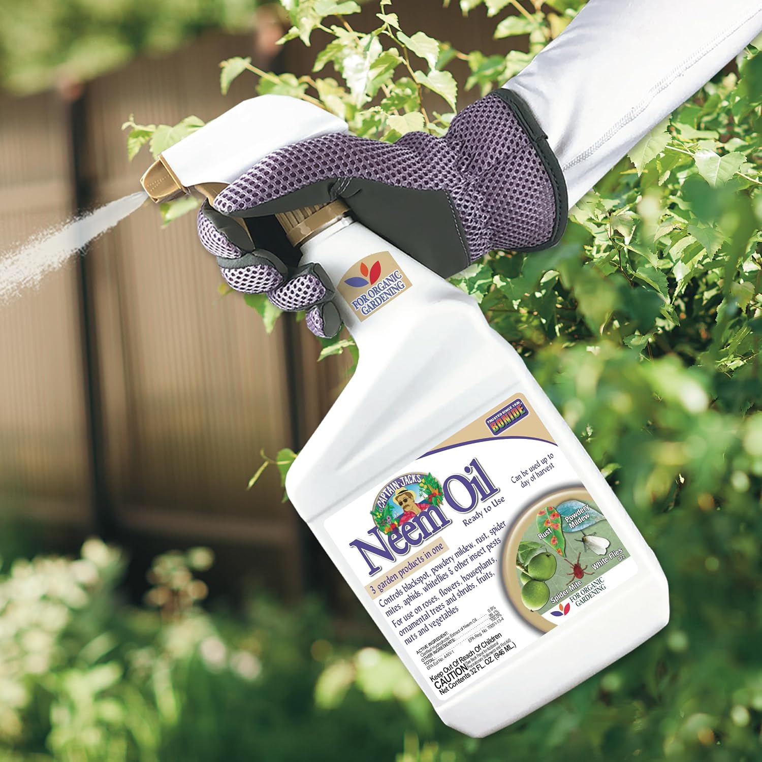Detalle de Bonide Captain Jack's Neem Oil 32 oz Ready-to-Use Spray: Multi-Purpose Organic Pest Control