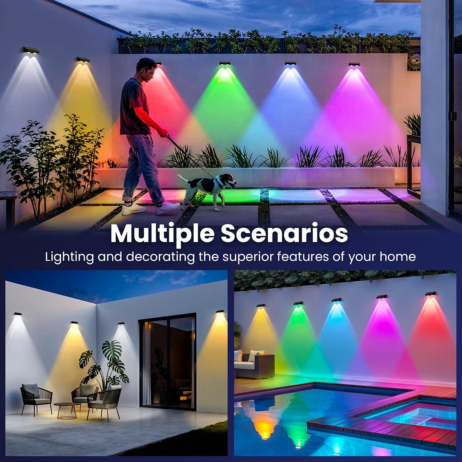 Thumbnail 6 de ESUNYD Solar Fence Lights, 20-Pack RGB Waterproof Outdoor Step Lights