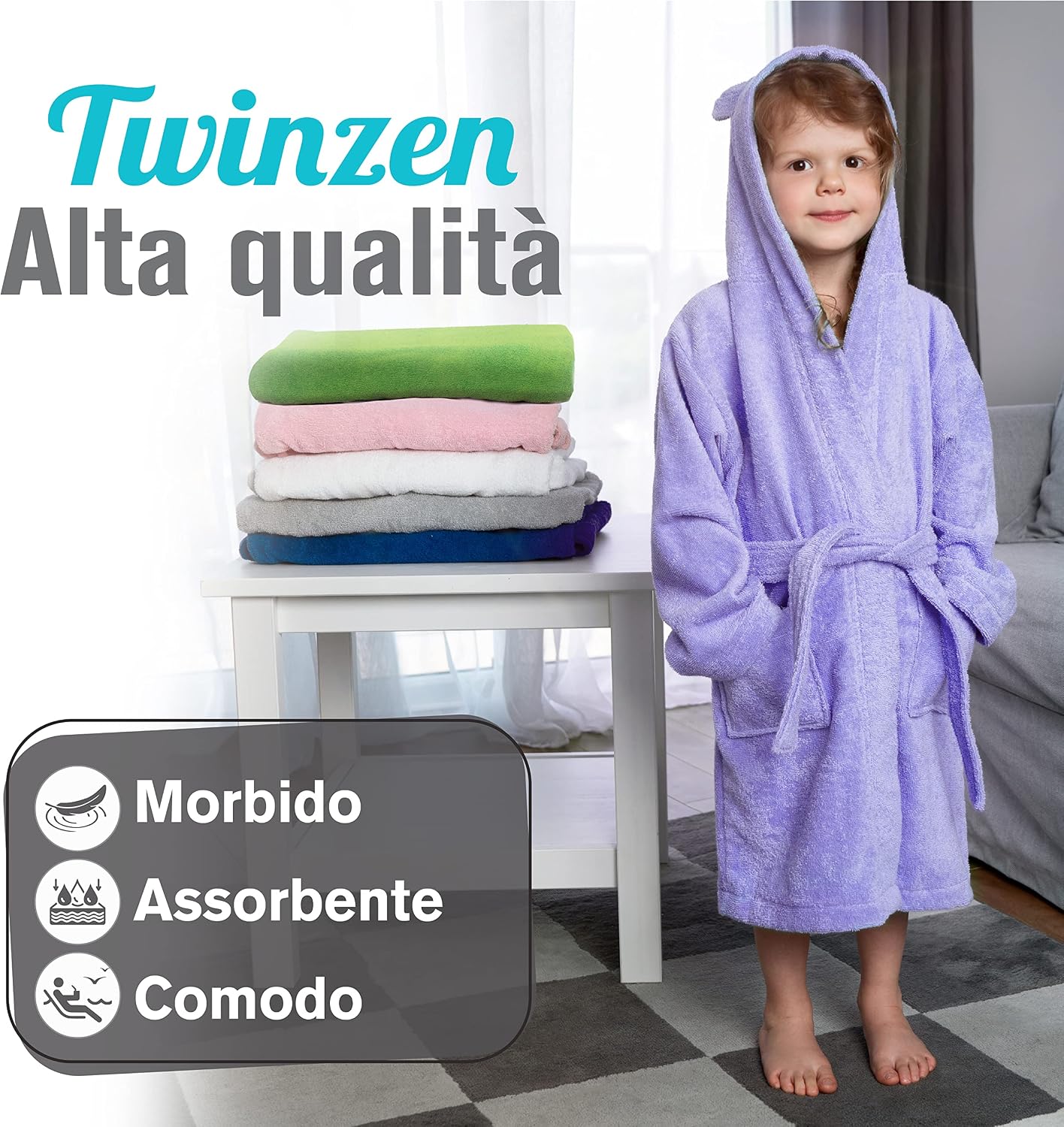 Detalle 2 de Twinzen Accappatoio bambini 1-12 anni