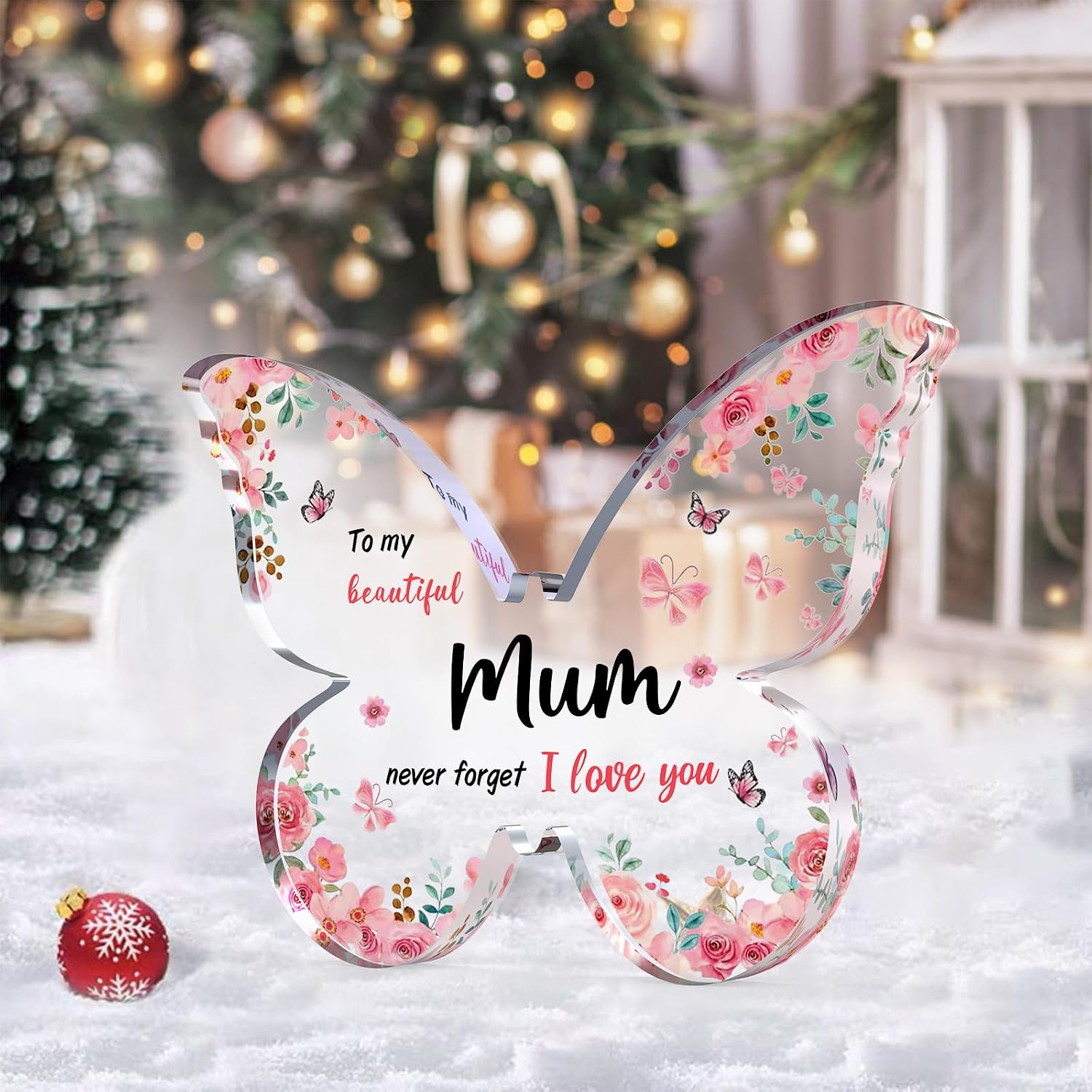 Detalle 1 de Butterfly-shaped acrylic plaque Mothers Day gift for Mum, from daughter or son