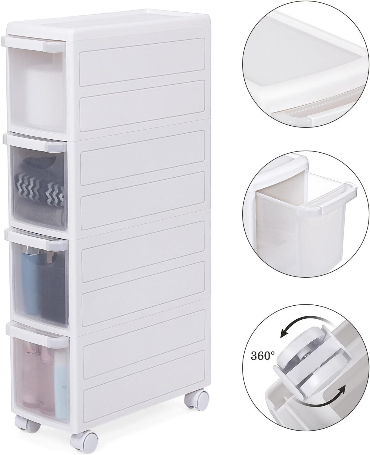 Thumbnail 4 de SONGMICS carrello da bagno/mensola da cucina bianco con 4 livelli, dimensioni 18 x 84,5 x 46 cm