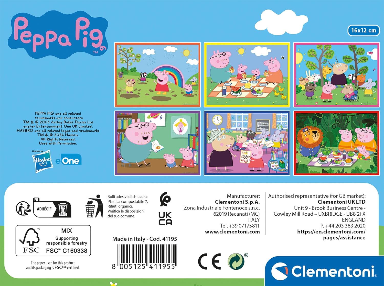 Detalle 1 de Clementoni Peppa Pig 12 Würfel Puzzle (41195) – 12 Würfel für 6 Bilder, Spiel für Kinder ab 3 Jahren