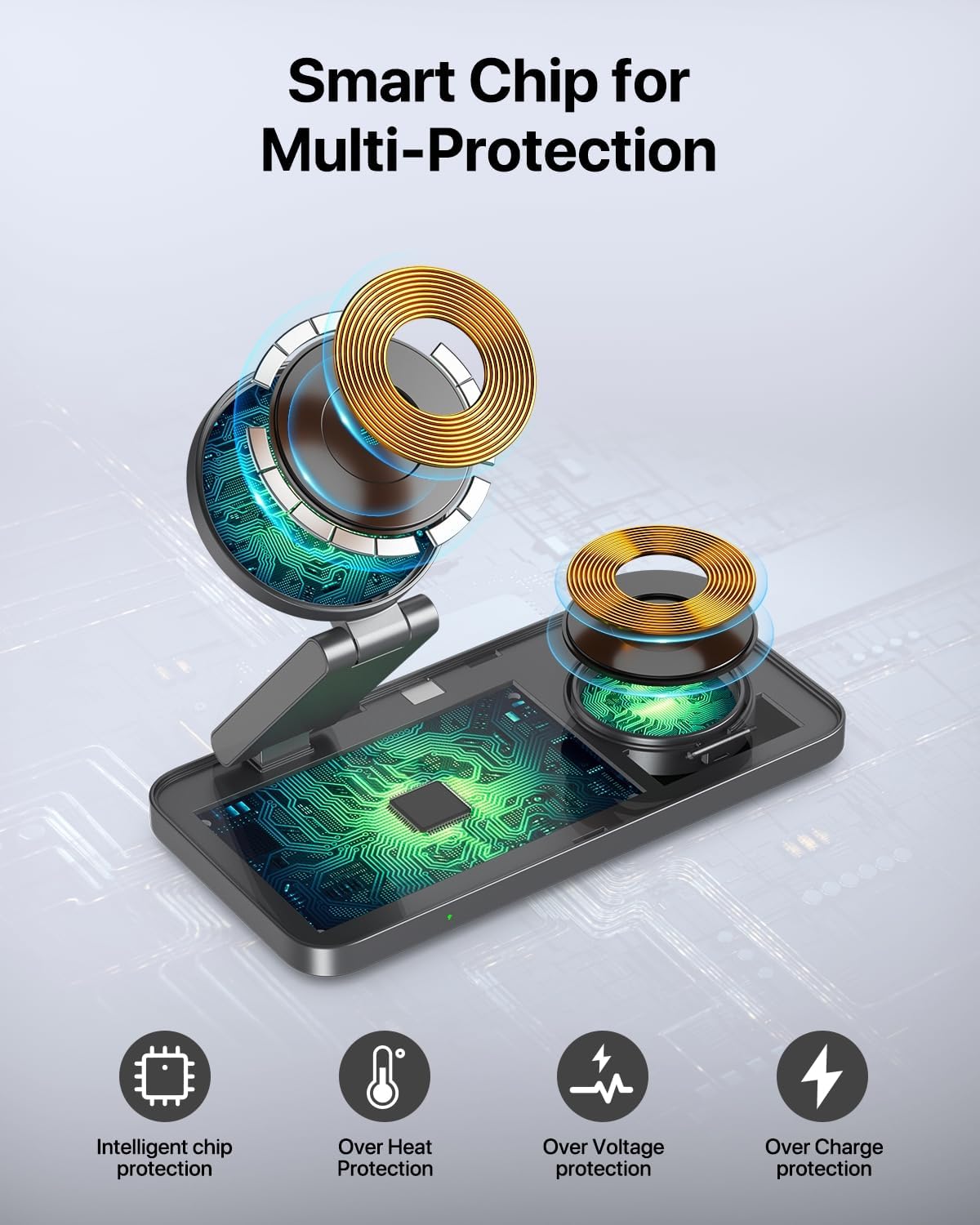 Detalle de EXW 3-in-1 Magnetic Wireless Charger 20W