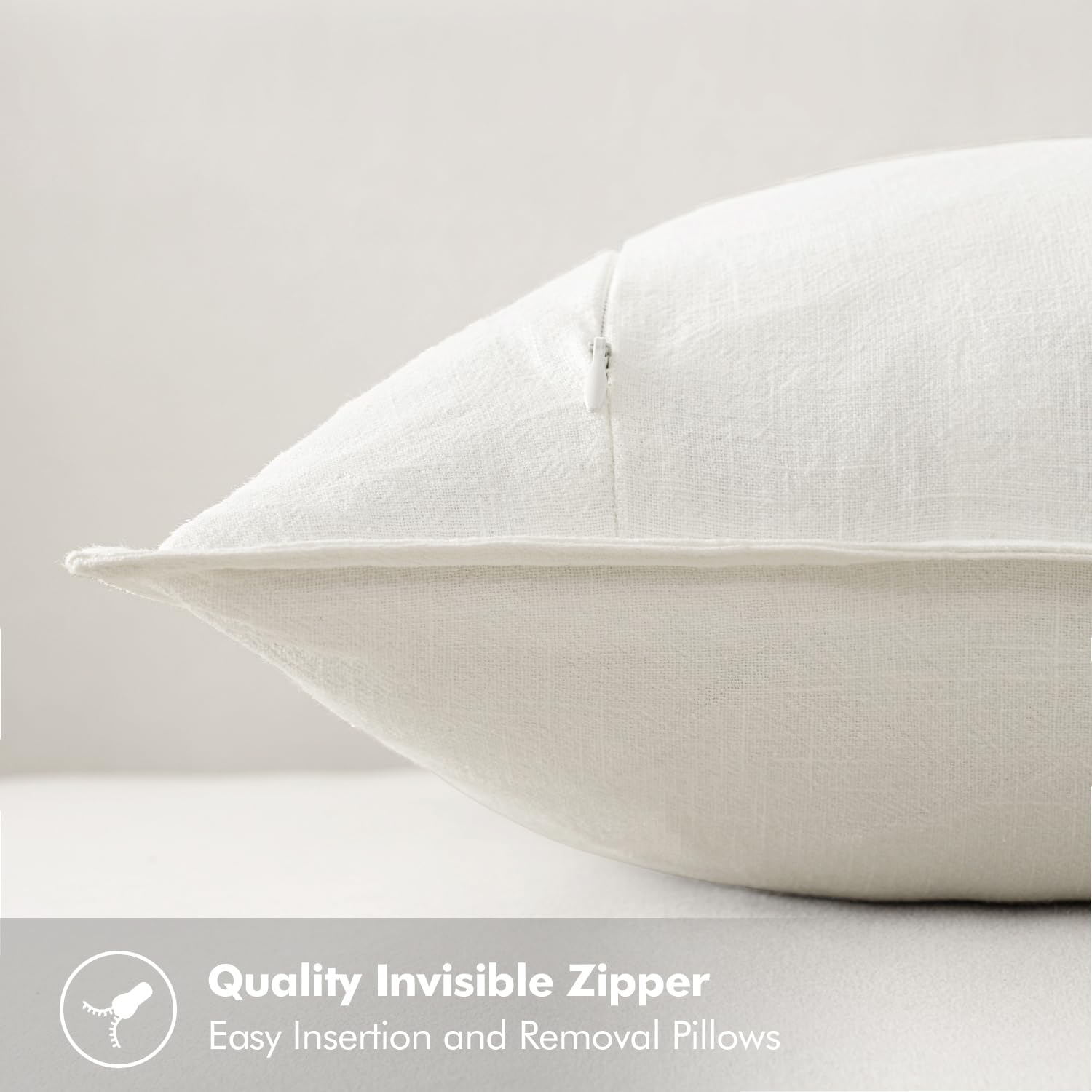 Thumbnail 2 de MIULEE Linen Throw Pillow Covers, 18 x 18, Cream White, Set of 2