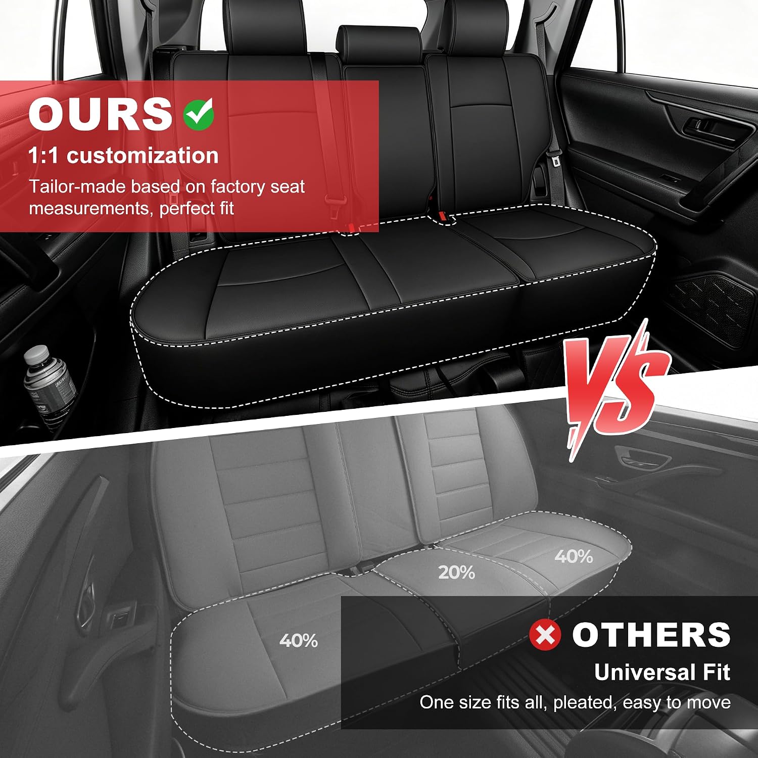 Thumbnail 4 de TTX LIGHTING Custom Fit Leather Seat Covers for Toyota 4Runner (2010-2024) – 5 Seats, Black