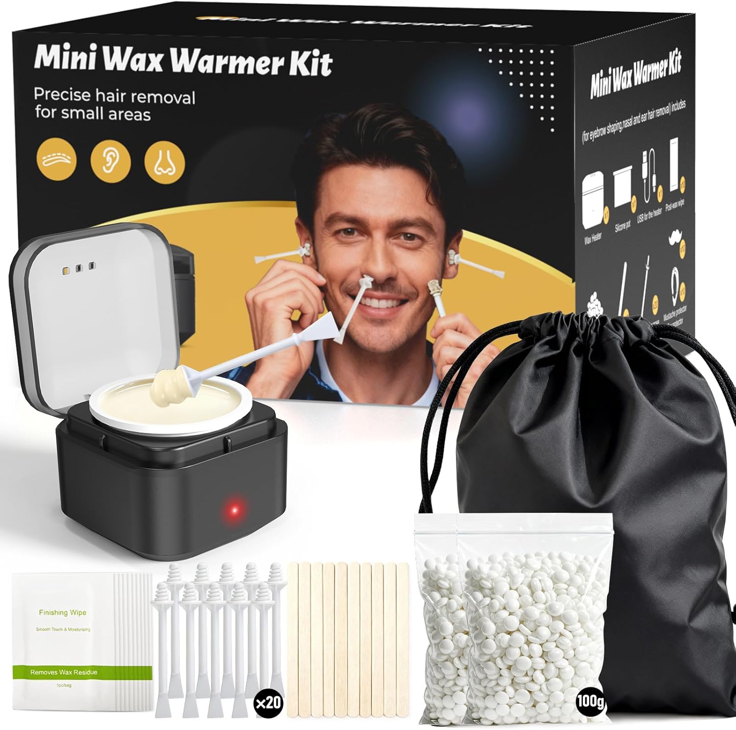 Detalle de Epilation Nez et Oreilles Homme : Mini Chauffe-Cire à Température Constante + Kit Voyage