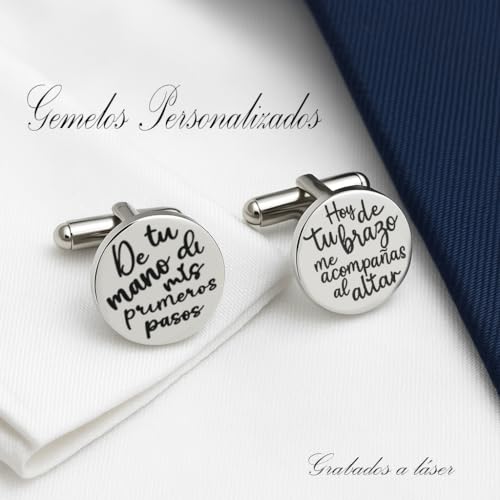 Thumbnail 4 de Gemelos padrino boda personalizados en acero inoxidable | EKONAT JOYERIA PERSONALIZADA