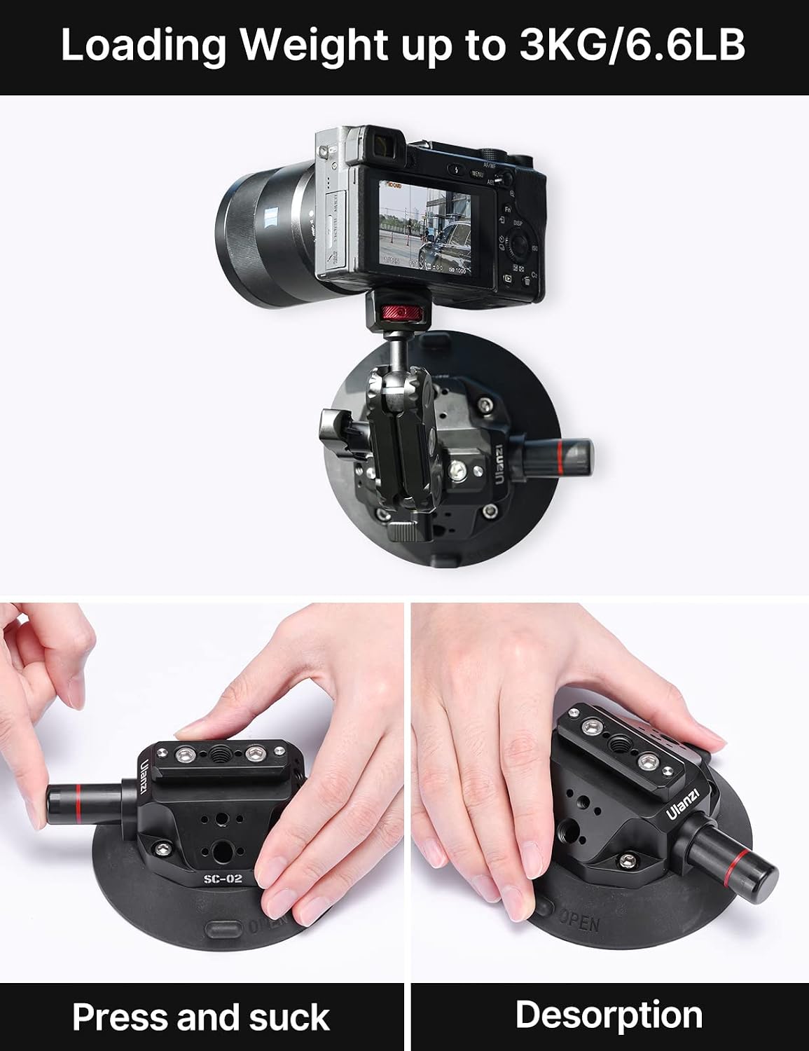 Thumbnail 4 de ULANZI SC-02 4.5" Camera Car Suction Cup Mount