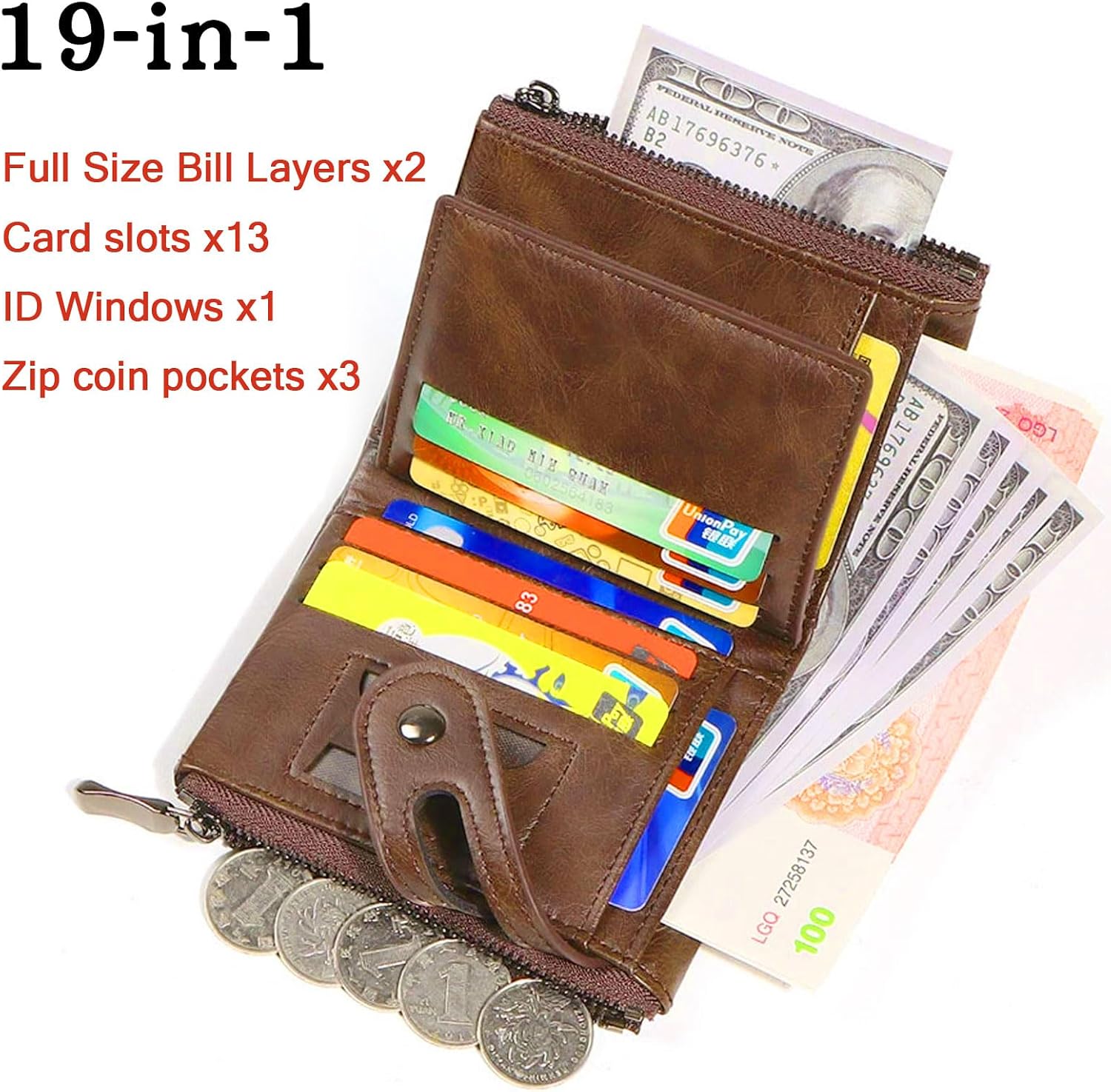 Detalle de RFID Geldbörse mit Kette, 12 cm x 10 cm