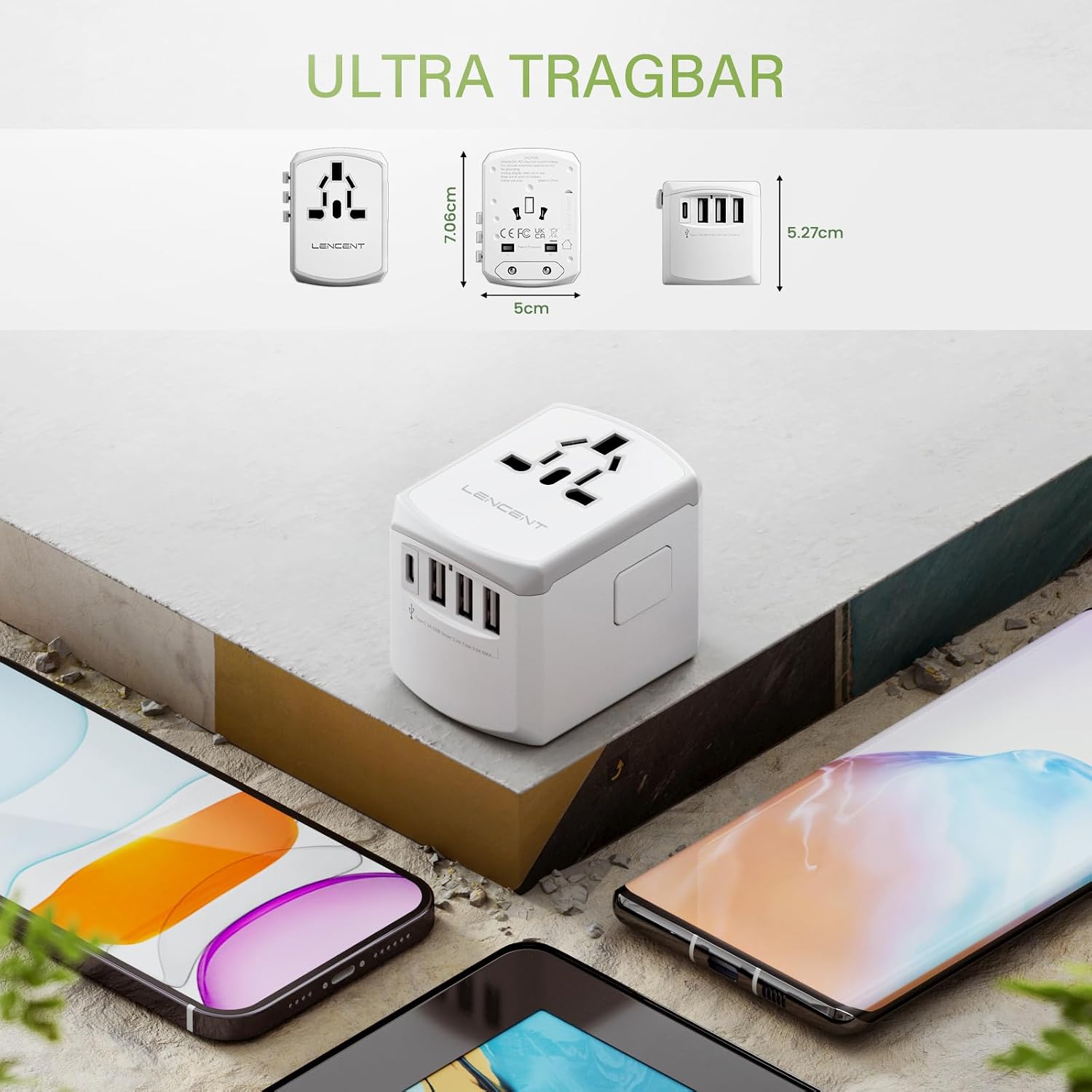 Detalle 2 de LENCENT Weltweiter Reiseadapter 4-in-1