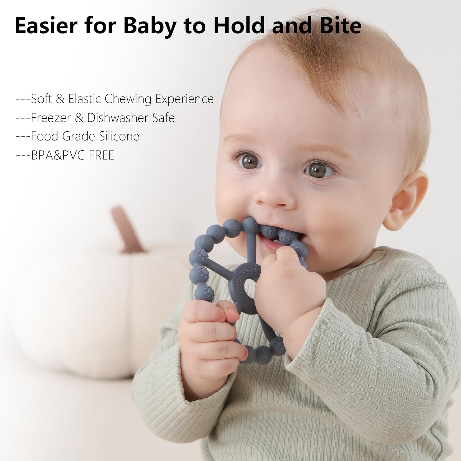 Detalle de Seposeve 3-Pack Silicone Ring Teethers with Five Textures for Babies
