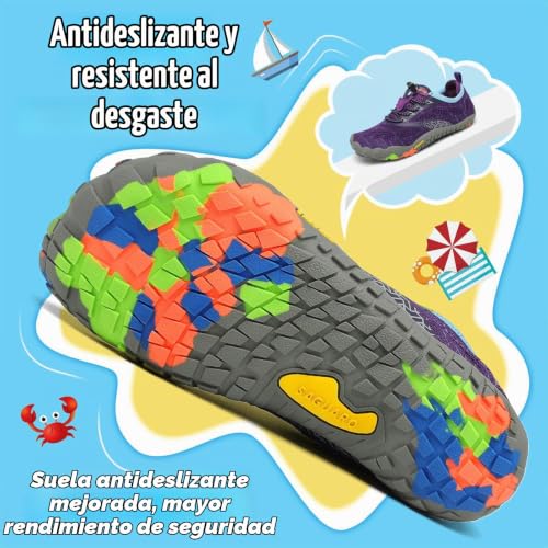 Detalle de SAGUARO Zapatillas de Trail para niñas: comodidad barefoot, tracción y transpirabilidad para aventuras al aire libre