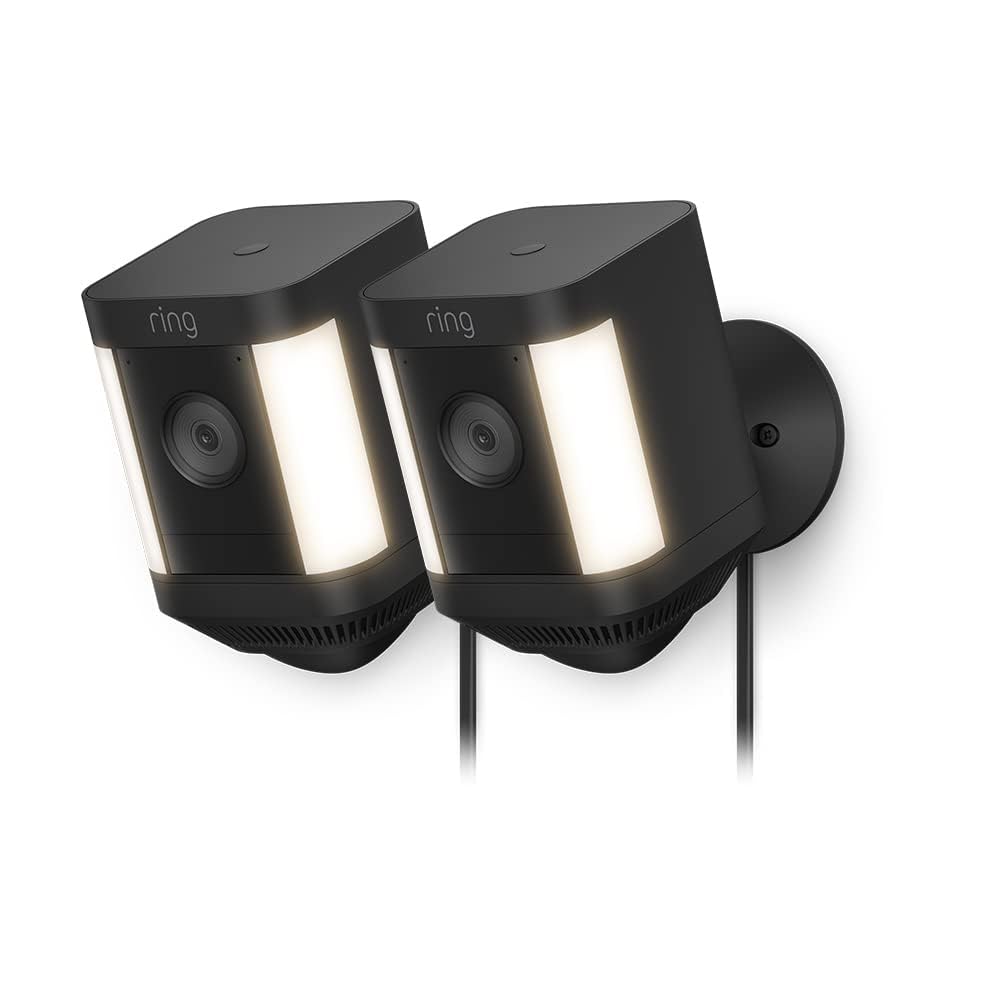Detalle de Ring Spotlight Cam Plus Plug-in: videocamera di sorveglianza esterna HD con faretti integrati