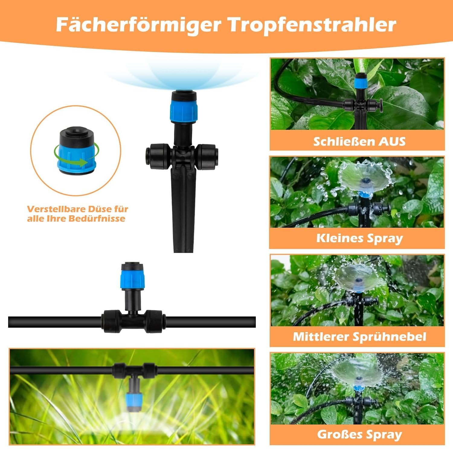 Detalle de Bewässerungssystem Garten 20M – DIY Tropf- und Nebelbewässerung mit Micro Drip, 3 Modi