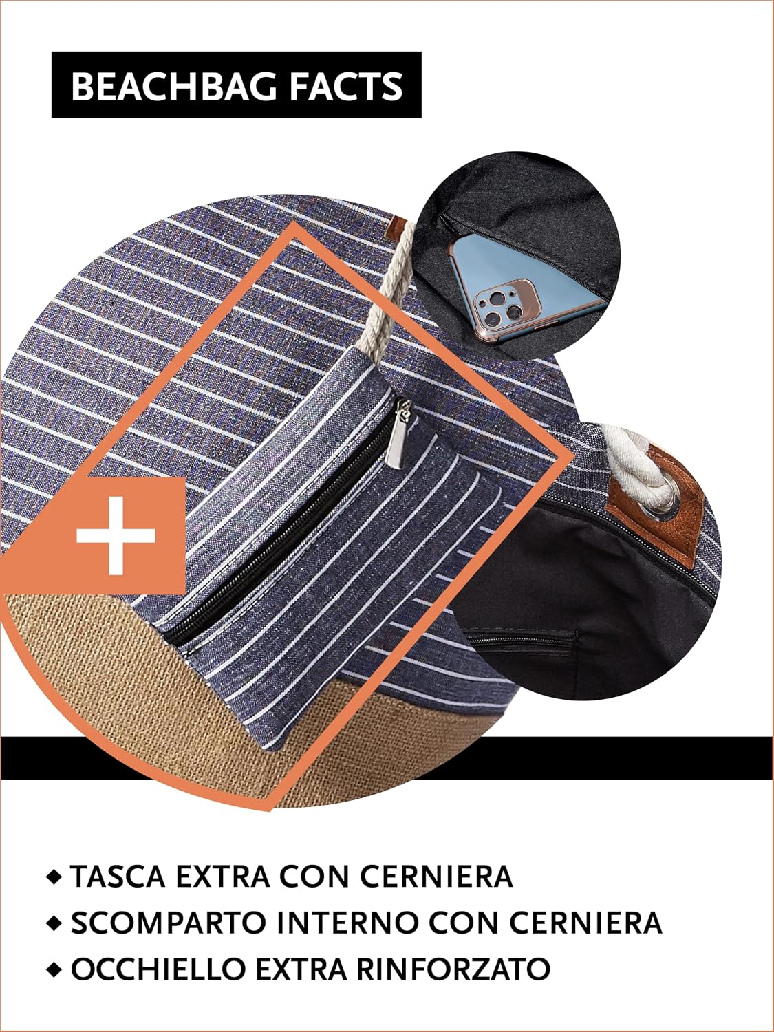 Thumbnail 2 de DonDon Grande borsa da spiaggia idrorepellente 18 cm