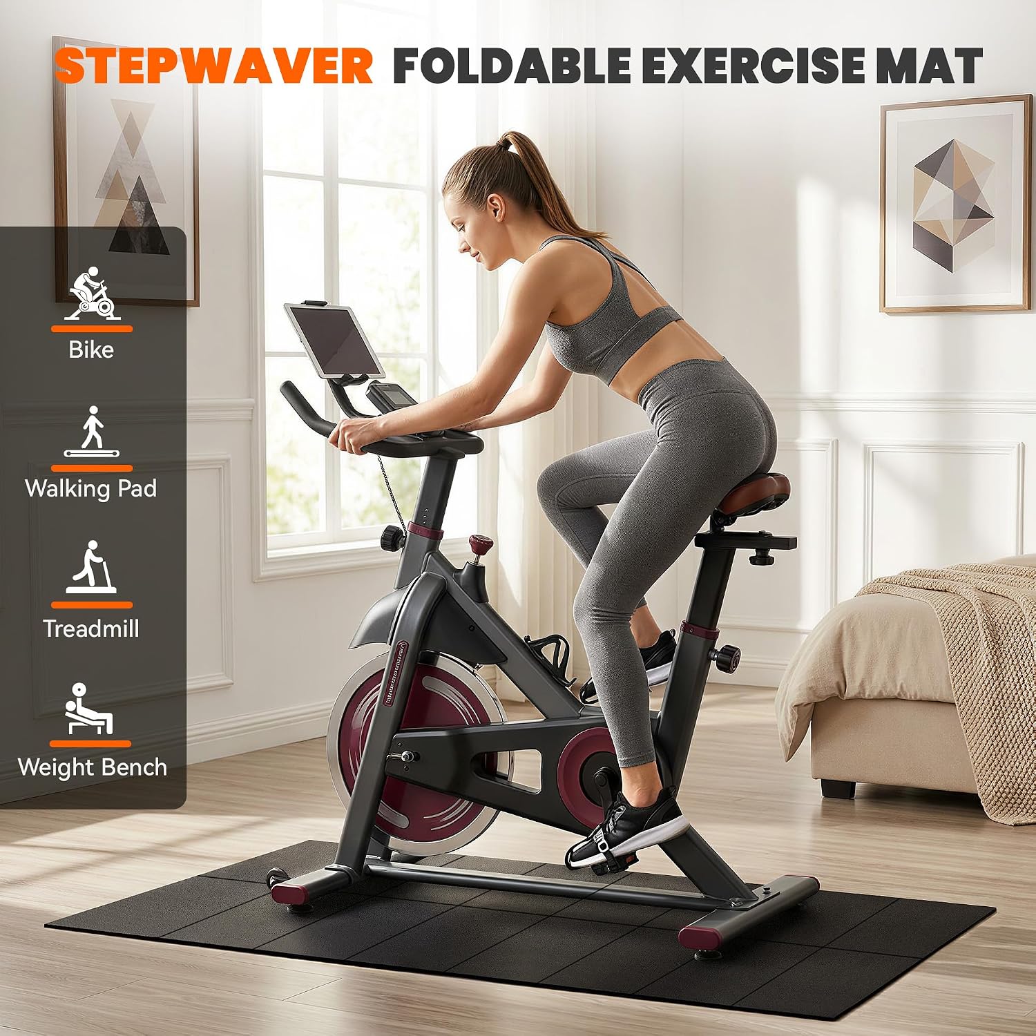 Detalle de Stepwaver Treadmill Mat, 63 x 30-Inch Foldable PVC Floor Protector