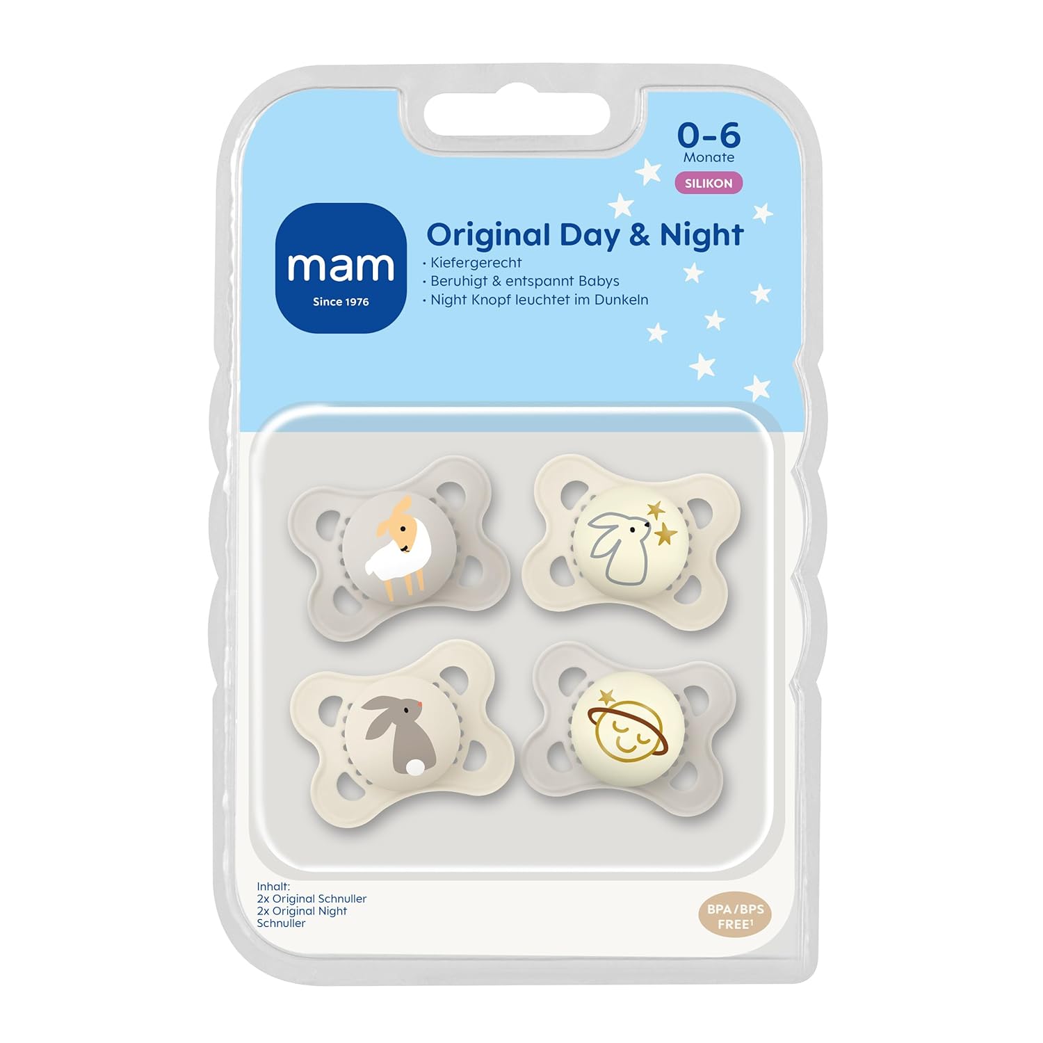 Detalle de MAM Original Day & Night Schnuller 0–6 Monate – 4er-Set