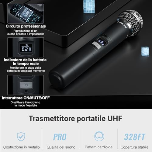 Thumbnail 3 de Phenyx Pro PTU-71A: Sistema microfono wireless UHF con due canali per karaoke e imprese