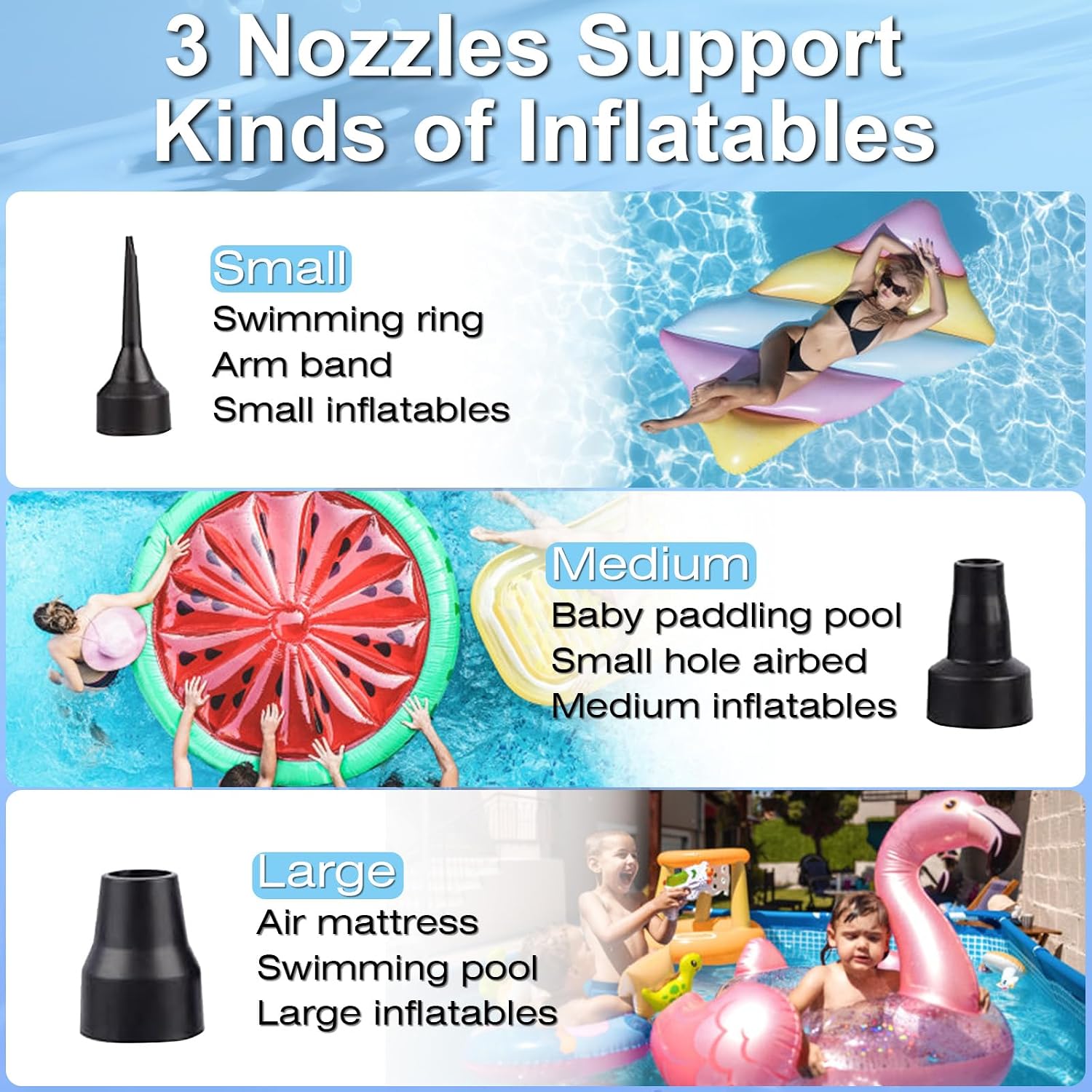 Detalle de OBEST Electric Air Pump: Battery-Powered, Portable Inflatables Inflator/Deflator