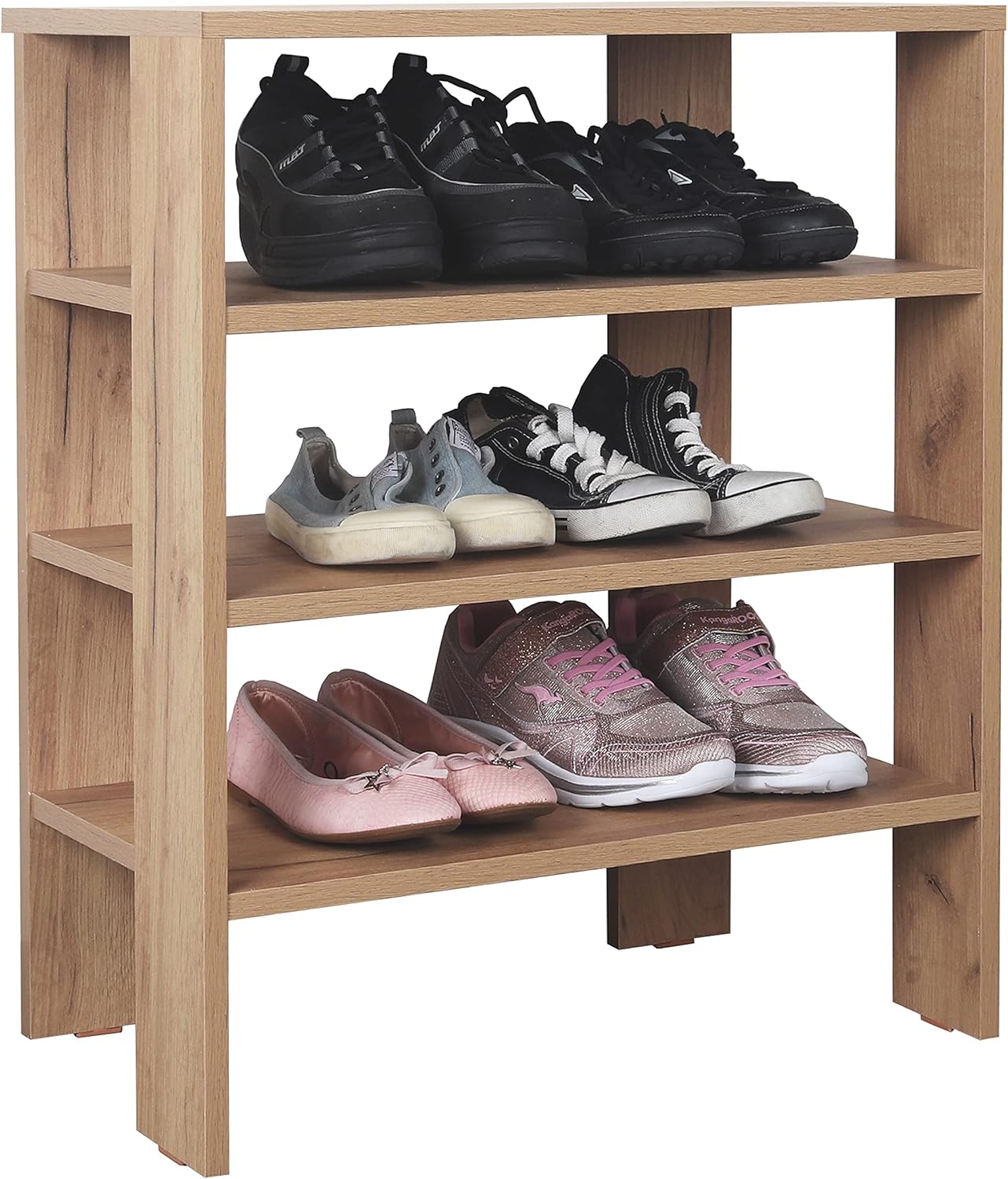 Detalle de RICOO Meuble Chaussure Entree WM039-EG Range Chaussures Chêne Marron – Étagère / Porte-chaussures 4 niveaux