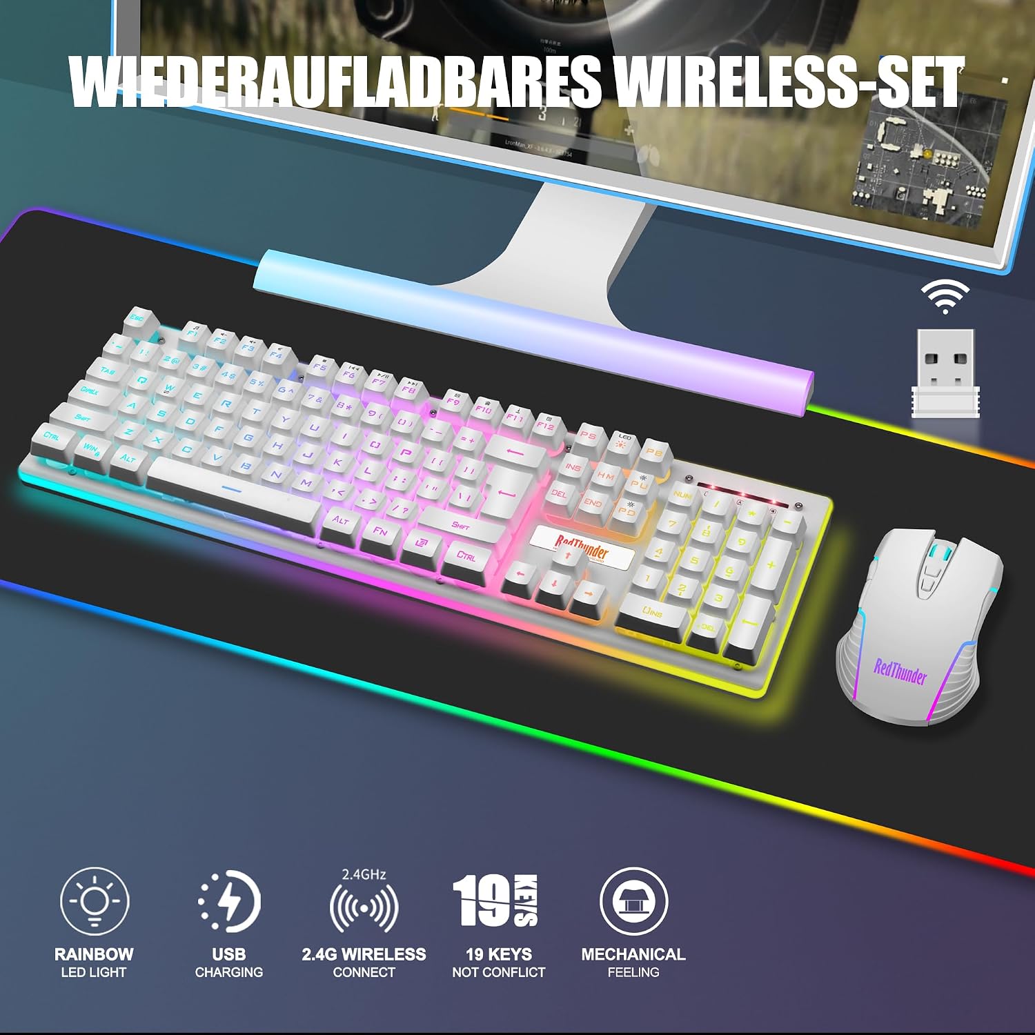 Detalle 2 de RedThunder K10 kabelloses Gaming Set 3200 DPI