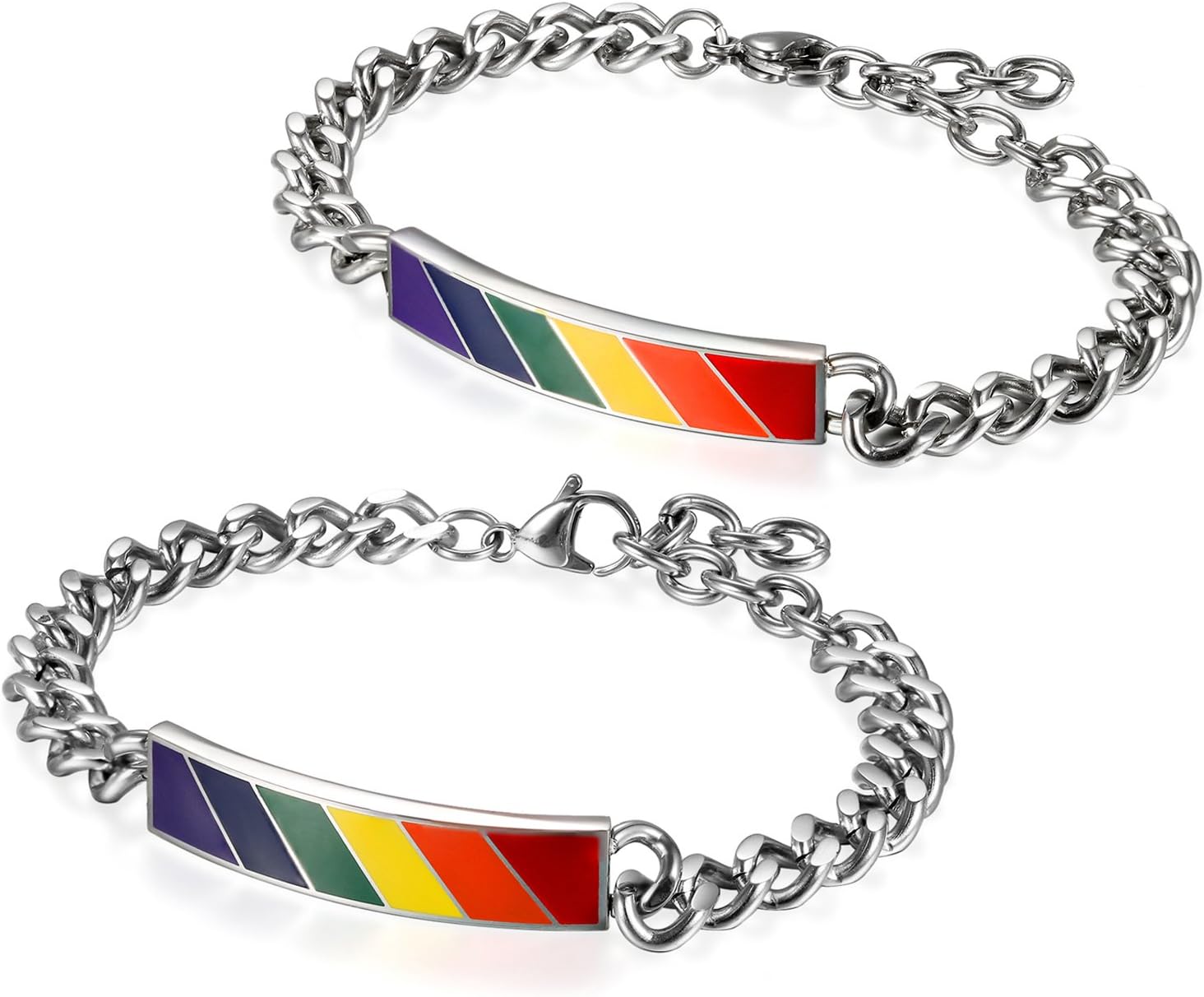 Detalle de Flongo Partner Armband 20 cm verstellbar Edelstahl Regenbogen