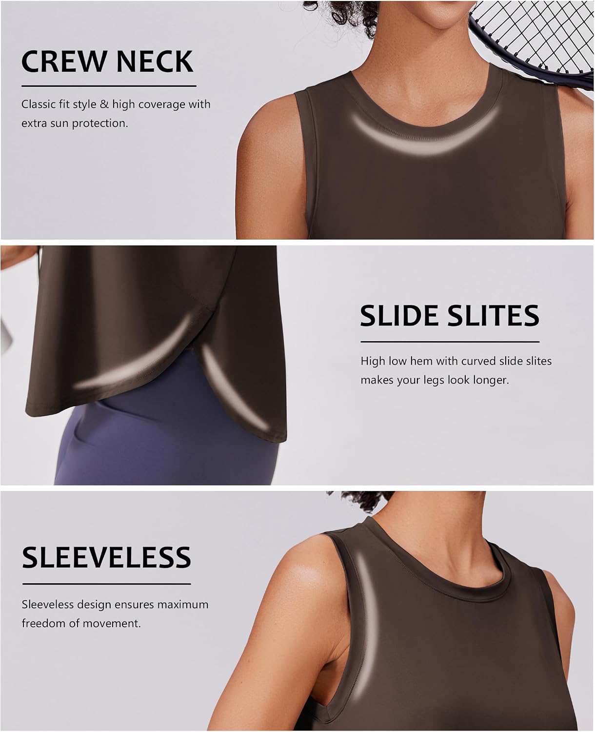 Detalle de PINSPARK Workout Tank Tops Woman UPF 50+: Loose-Fit Sleeveless Tee for Yoga, Gym, and Outdoor Activities