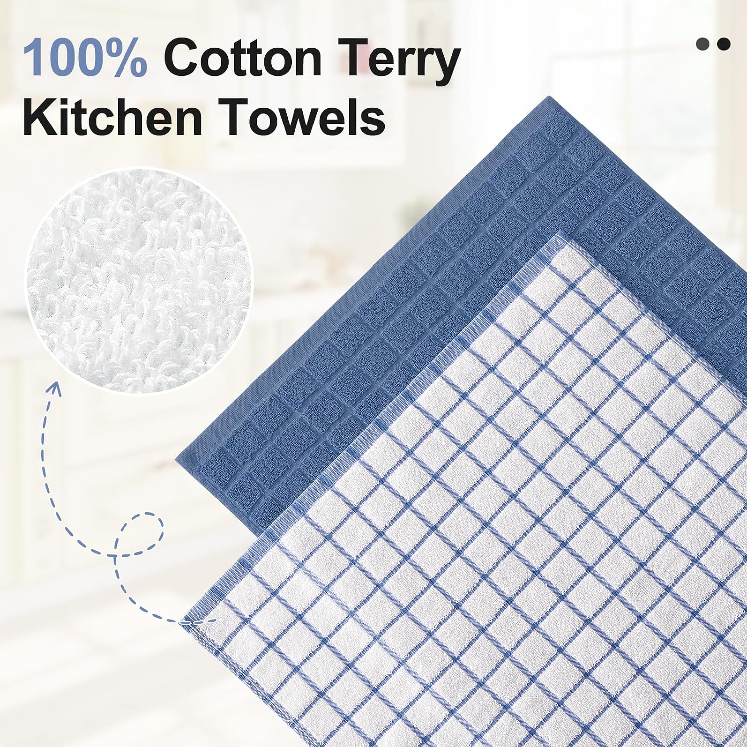 Detalle 2 de Homaxy Premium Cotton Kitchen Towels 12-pack 16"x28" 🧻
