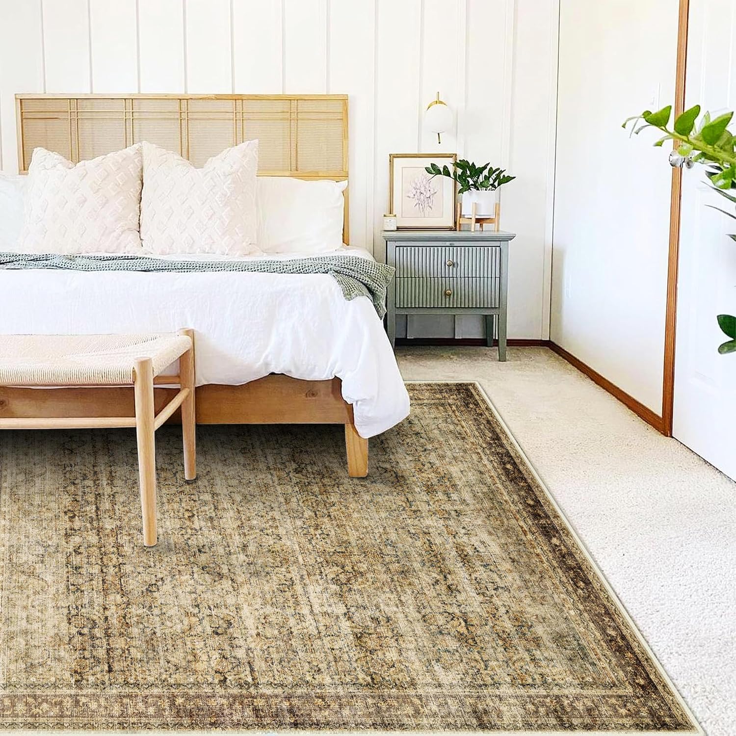 Detalle de CHAMPLANT Area Rug 8x10 Brown Vintage Rug