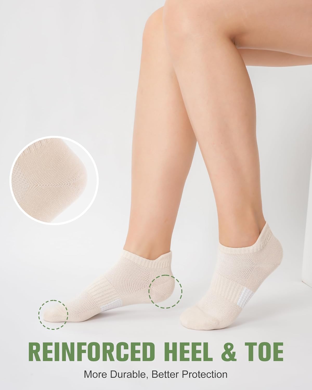 Detalle de Niorasen Ankle Socks for Women — 6 Pairs, Breathable Bamboo Viscose Low Cut Comfort