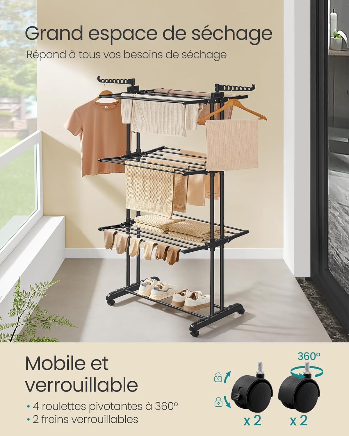 Thumbnail 2 de Songmics Étendoir à Linge 4 Niveaux LLR701B01