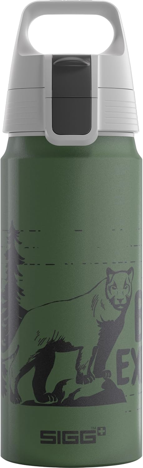 Detalle de Sigg WMB ONE Brave Lion – Alu Trinkflasche Kinder 0,6 L, Moosgrün, auslaufsicher, BPA-frei, klimaneutral