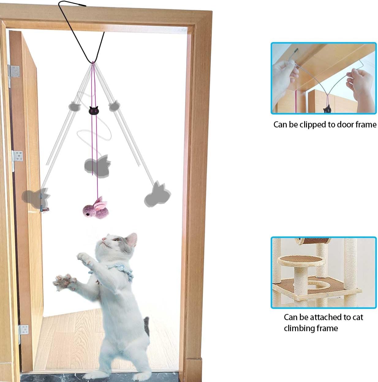 Detalle de ZPH A2 Interactive Cat Toy Set with Retractable Wands and Door Hanger