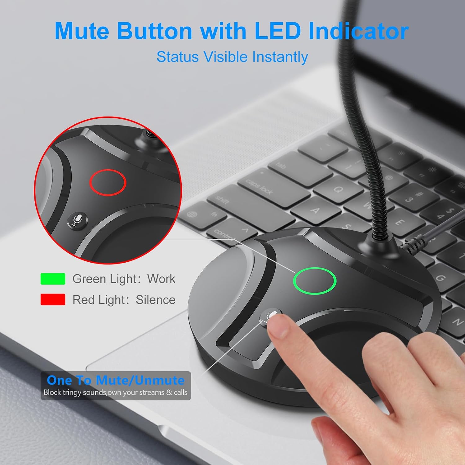 Detalle 2 de CMOCIIY 605 USB Desktop Microphone with Flexible Gooseneck and Mute LED
