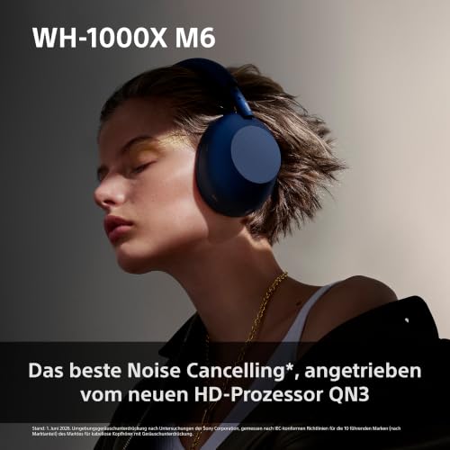 Detalle de Sony WH-1000XM6 kabellose Noise Cancelling-Kopfhörer – Signature Hi-Res Sound, faltbares Design, 30 Std. NC