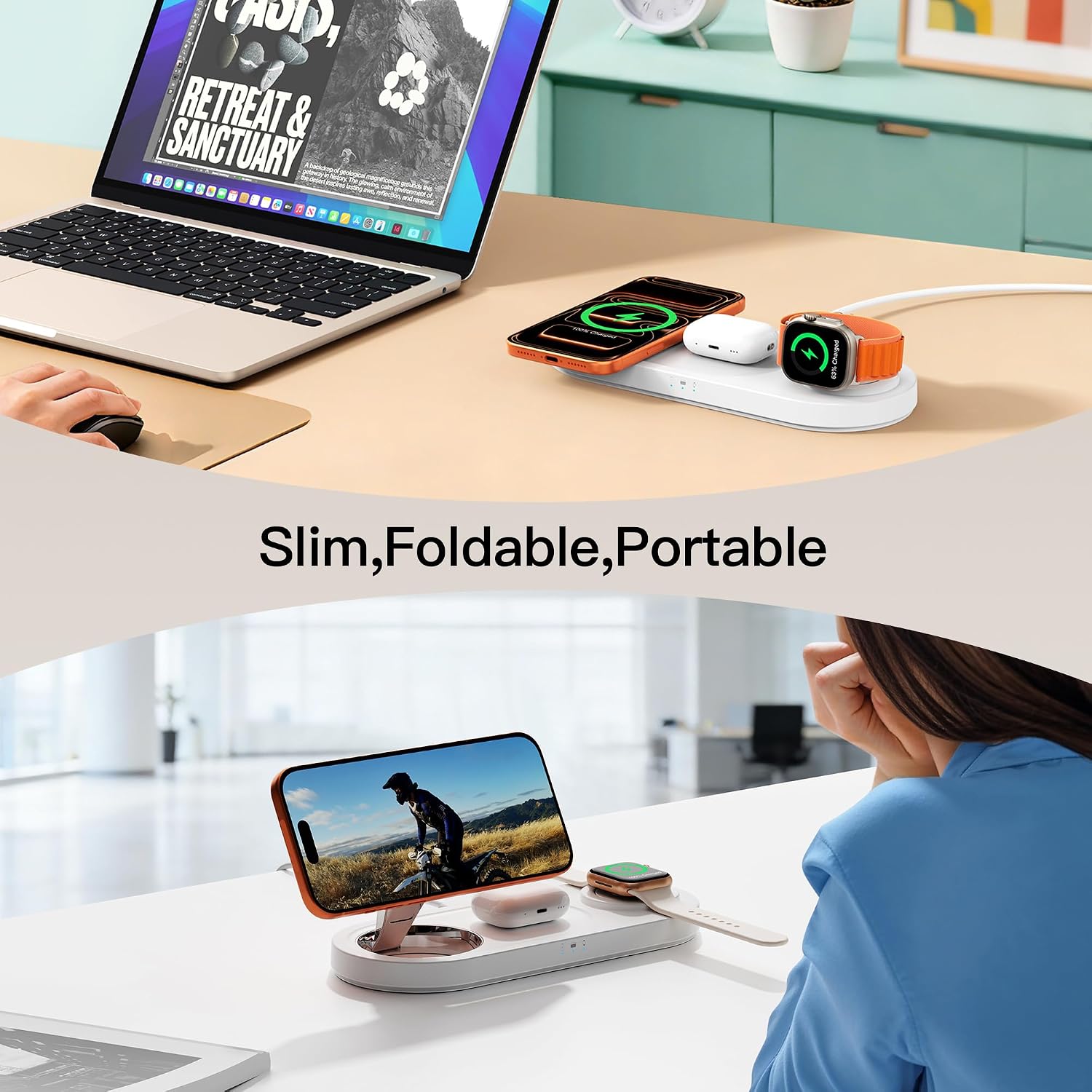 Thumbnail 6 de Travel• Metal Bracket: Magnetic 3-in-1 Wireless Charging Station