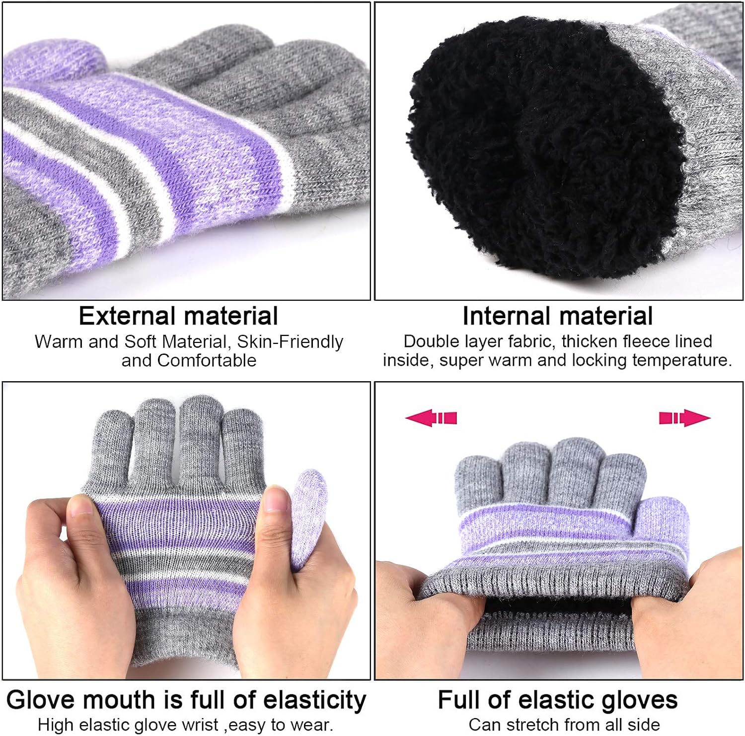 Detalle de FZ FANTASTIC ZONE S624kidhatscarfgloves-purple Kids’ Winter Hat, Scarf and Gloves Set