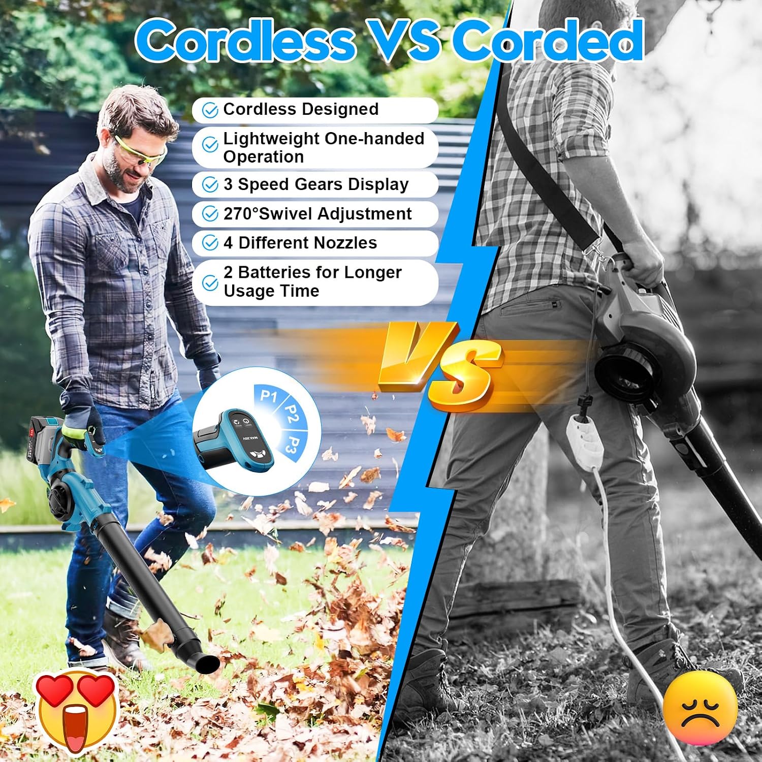Thumbnail 5 de Leaf Blower Cordless 2ร3000mAh, 210 km/h ๐