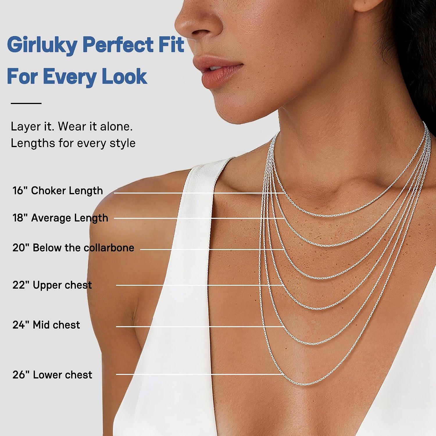 Detalle 2 de Girluky Sterling Silver Chain Necklace, 1.1mm