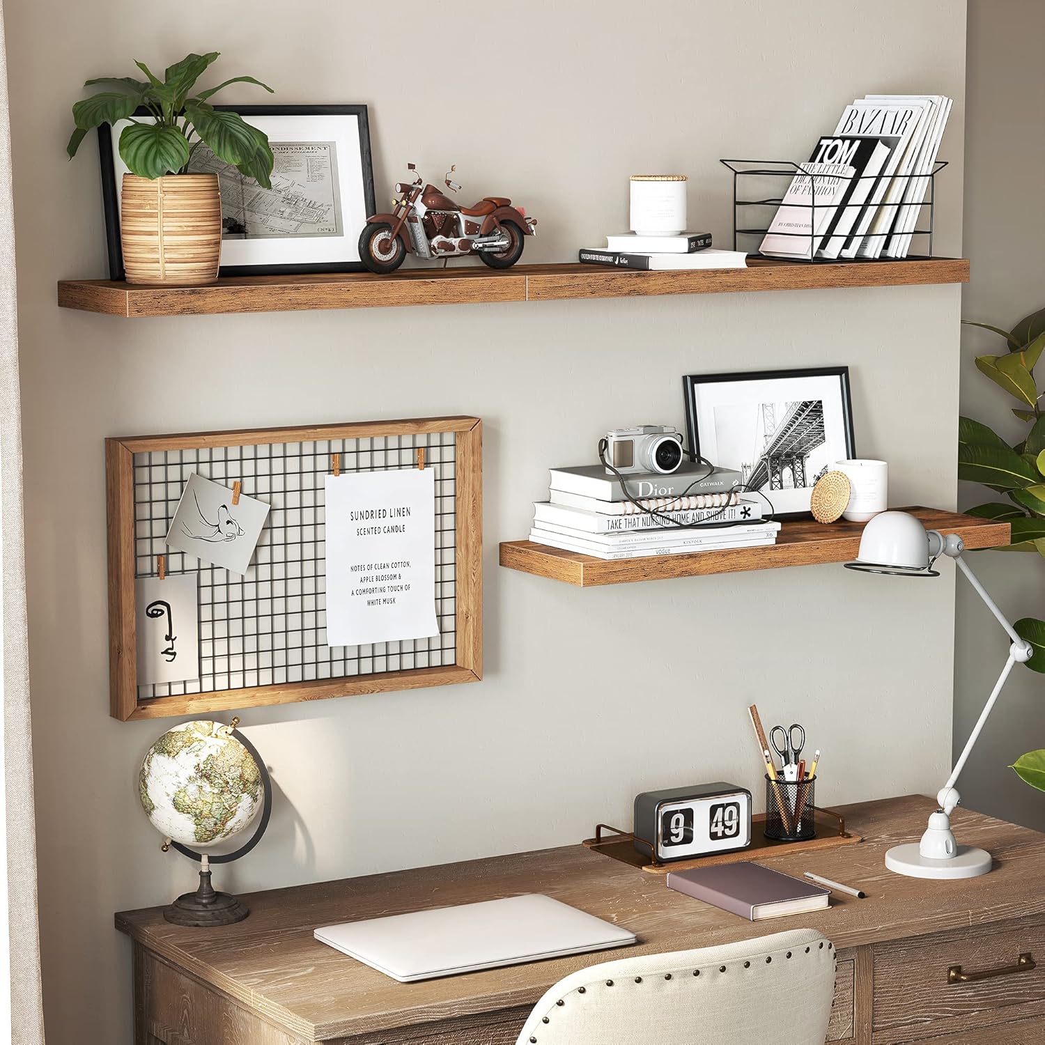 Thumbnail 6 de VASAGLE Wall Shelf, Floating Shelf 20 x 40 x 3.8 cm in Rustic Brown (LWS24BX)