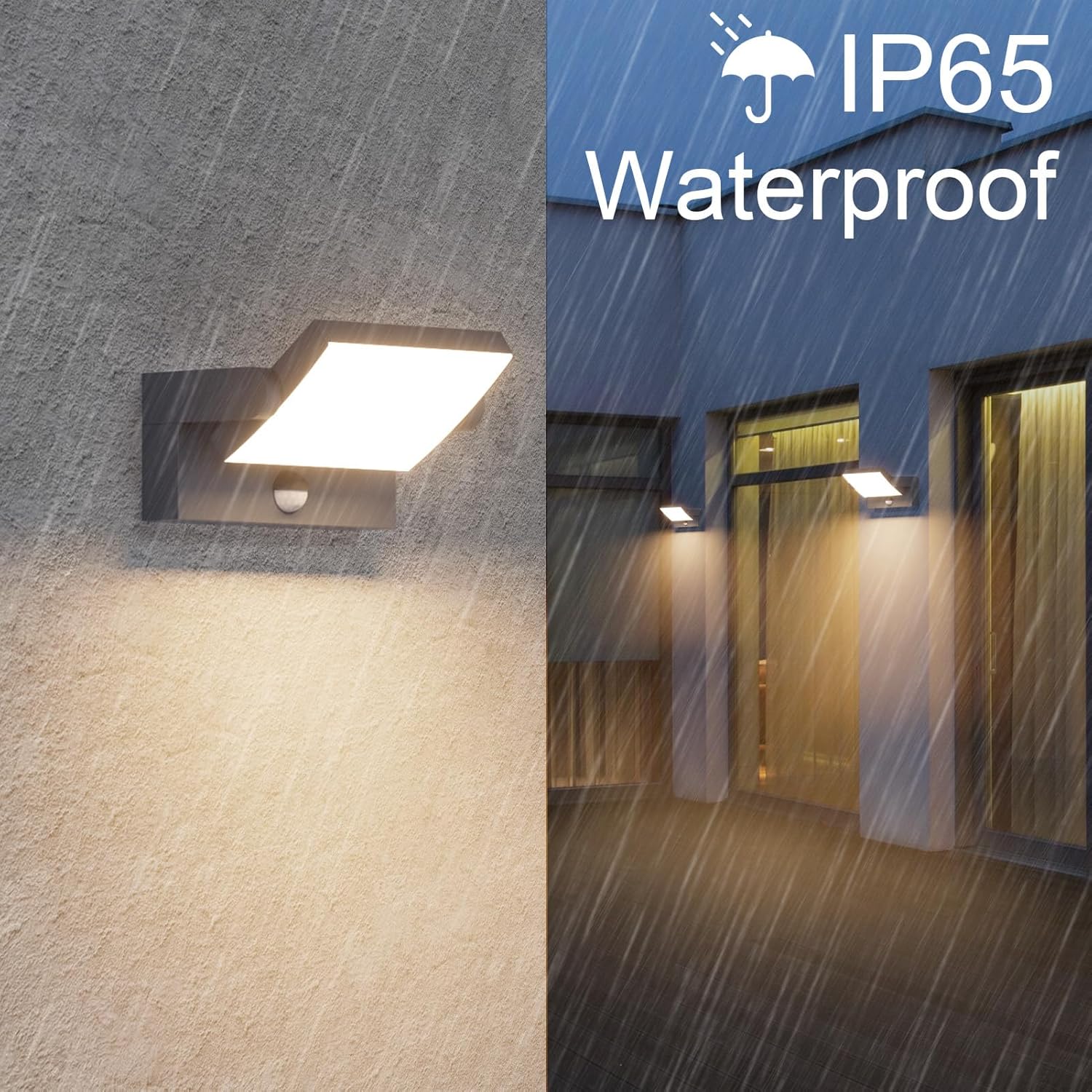 Thumbnail 4 de Applique LED extérieure/intérieure Klighten 24W anthracite avec détecteur de mouvement et panneau rotatif 350° (IP65) – Blanc chaud 3000K