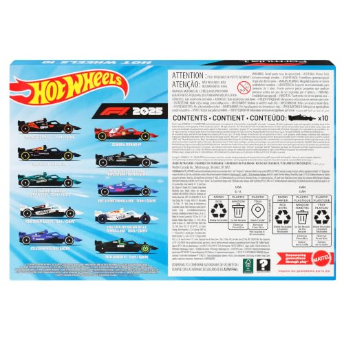 Thumbnail 6 de Hot Wheels Formula 1 2025 Confezione da 10 – 10 modelli ufficiali 1:64