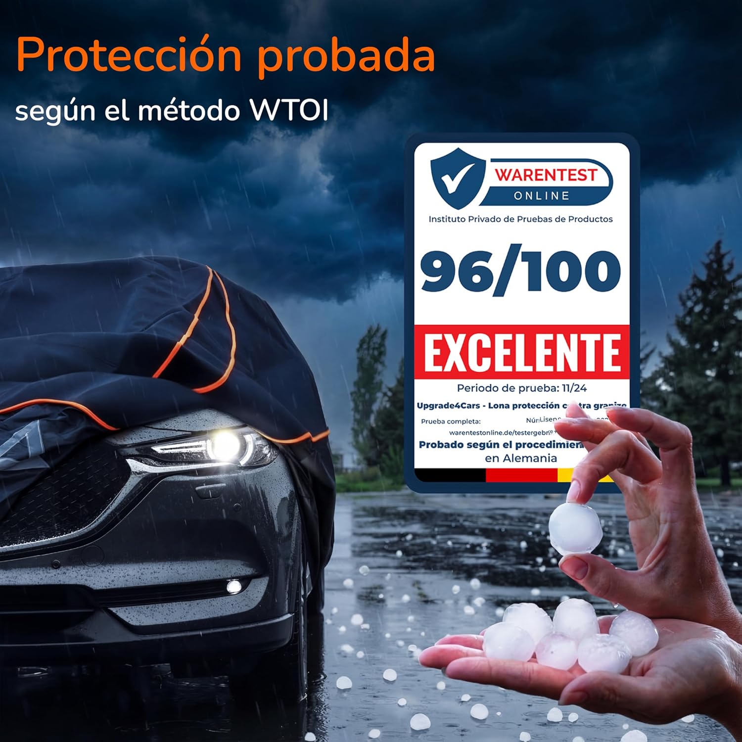 Detalle de Upgrade4cars Funda Coche Exterior Anti-Granizo 540×210×150 cm