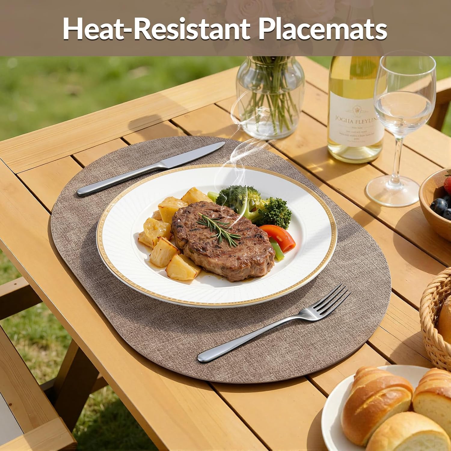 Detalle 2 de Homing Placemats Set of 6: Heat-Resistant, Waterproof Faux Leather, 11.8 x 17 Inches