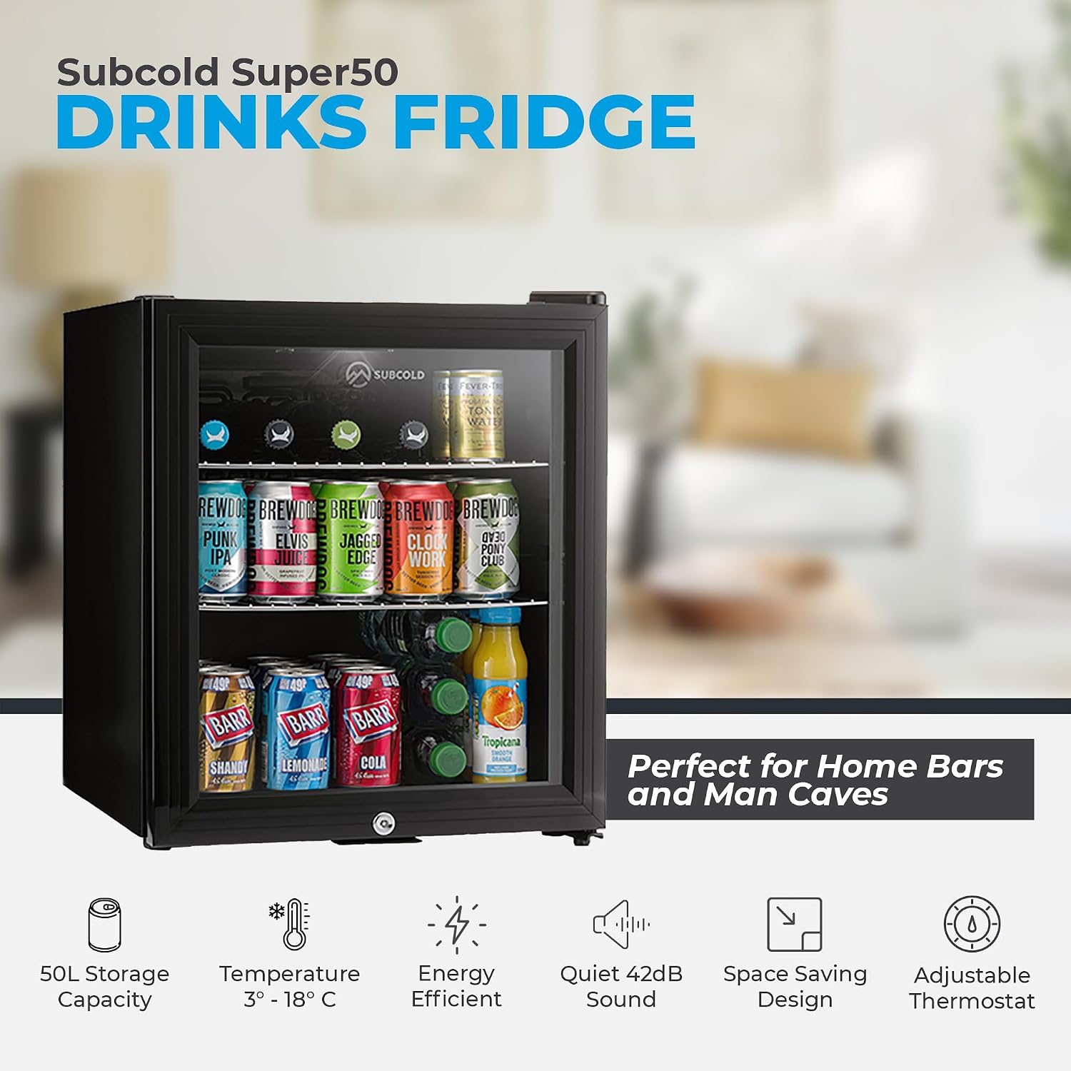 Detalle de Subcold Super50 50L Mini Fridge – Black with LED Light
